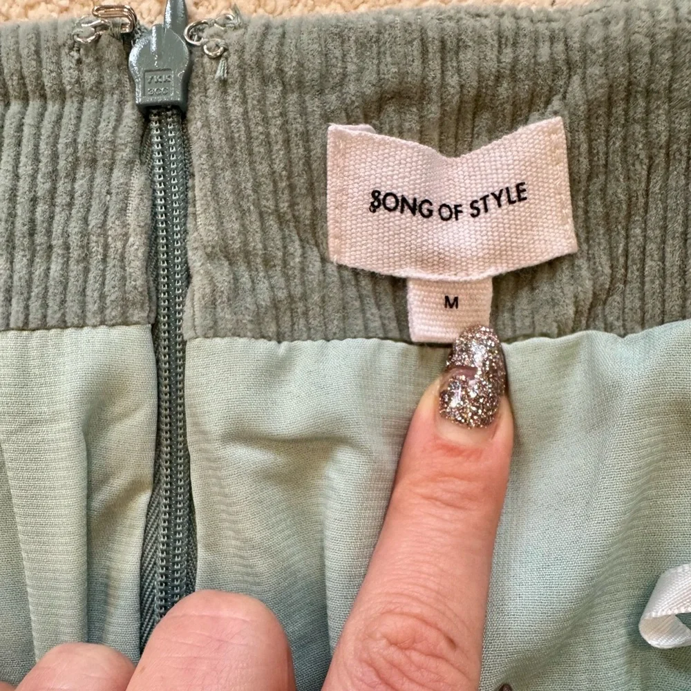 Song of Style Sage Green Corduroy Mini Skirt, Size M